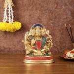 Superfine Brass Panchmukhi Hanuman Murti 6.50" Tall | Exquisite Stonework | 2 kg Divine Grace & Artistic Mastery | 5.25" Width, 4" Depth | Sacred Blessing